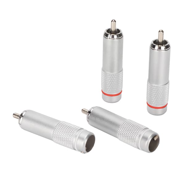 4 stk. RCA lydstik DIY forkromet lavt tab svejsning RCA hanstik til professionelt lydudstyr