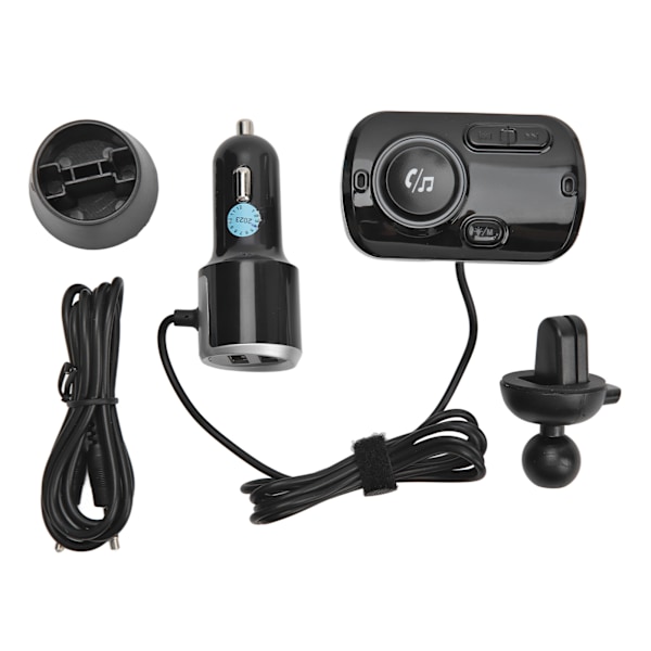 Bluetooth-sändare 2 USB-portar Svart Snabbladdning Smart detektering Brusreducering Handsfree-funktion Universell bil