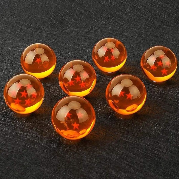 Dragon Ball samleobjektsæt med 1-7 stjerner akryl i æske - 4,3 cm diameter