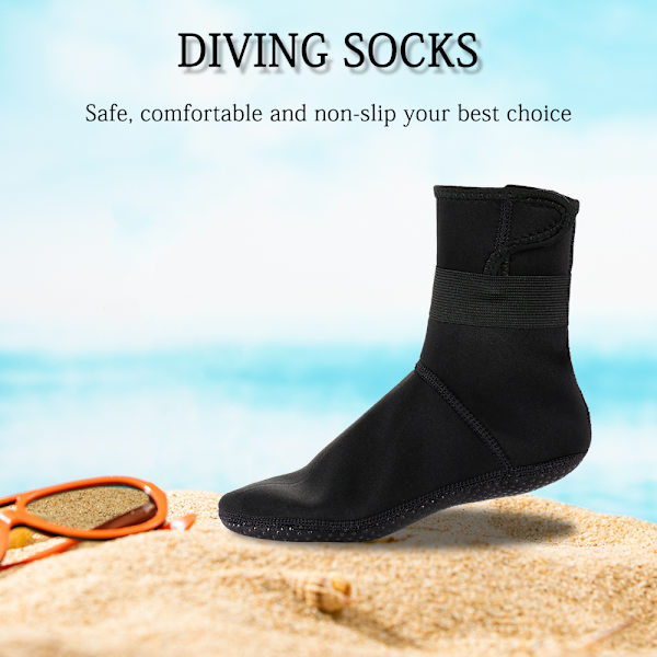 Halkfria dykstrumpor i neopren - 3 mm tjocklek, full ankeltäckning - Snorkelutrustning XL