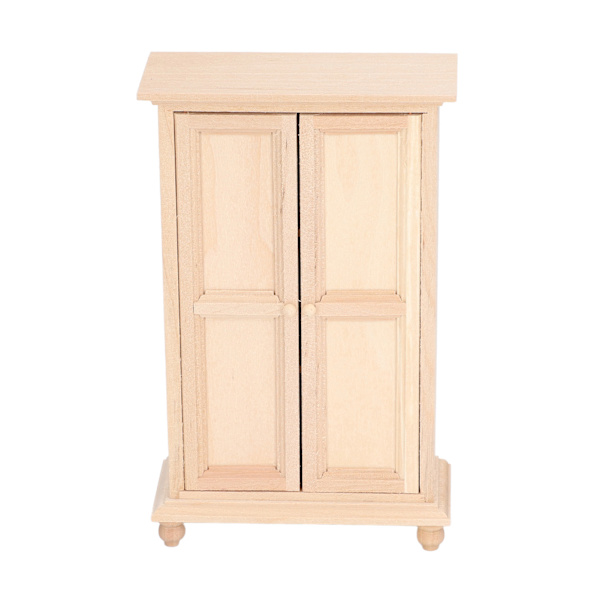 1:12 Dukkehus Garderobe Træ Miniature Soveværelse Stue Scene Dobbelt Dør Skab Møbler Tilbehør