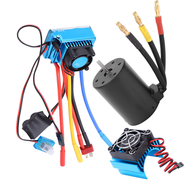 3650 2300KV Vattentät 4-polig Borstlös Motor 60A ESC Kylfläns Combo Set för 1/10 RC Bil