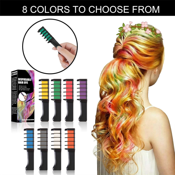 One Time Hair Chalk Comb Professionel Midlertidig Instant Hair Comb Hårfarve Højdepunkter Striber Hårfarve Farve Kam