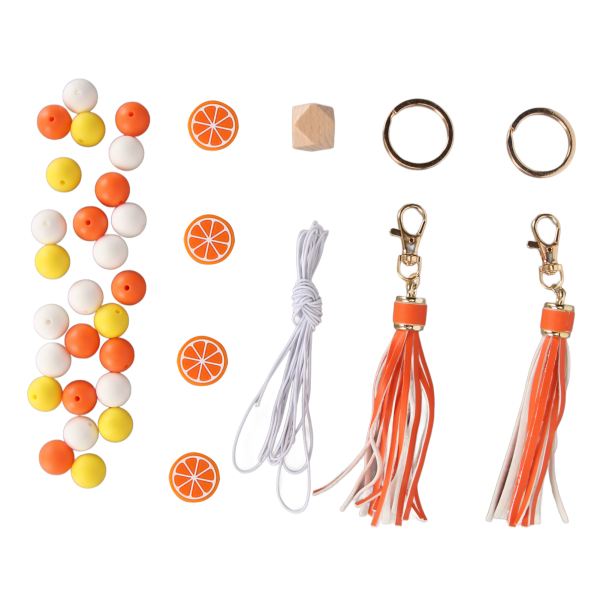 Nyckelring Citron Silikonpärla Nyckelring Nyckelring 15mm Set för dekoration Röd Orange