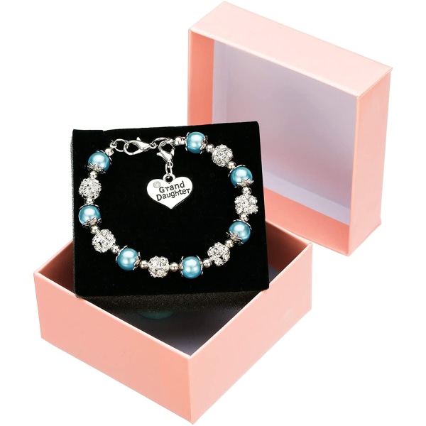 Hjärta Charm Armband Imitation Pearl Beaded Armband Clear Rhinestone Crystal Ball Hand smycken