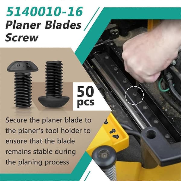 50 stk. 5140010-16 Høvlbladsskruer til DW734, DW735, DW735X Høvlblade Black