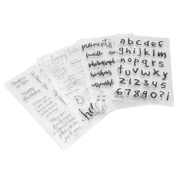 Klart silikonforsegling hilsen ord alfabet tall mønster preging mal for papir kortfremstilling DIY scrapbooking