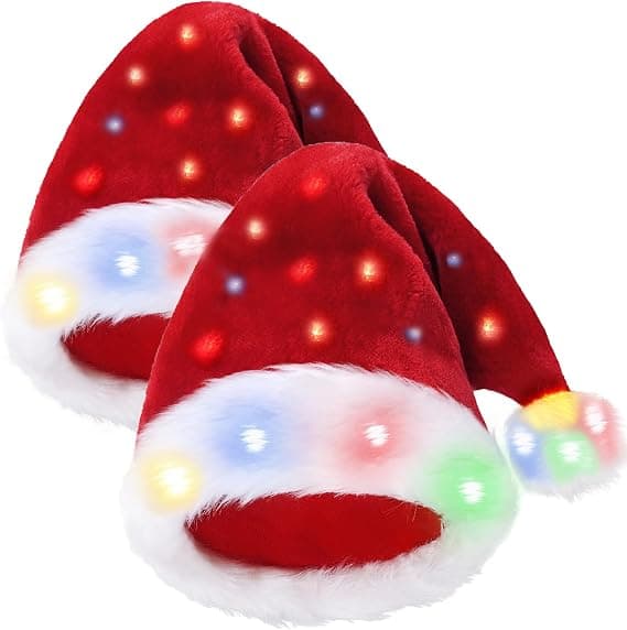 Christmas Hat with Red Velvet Lights