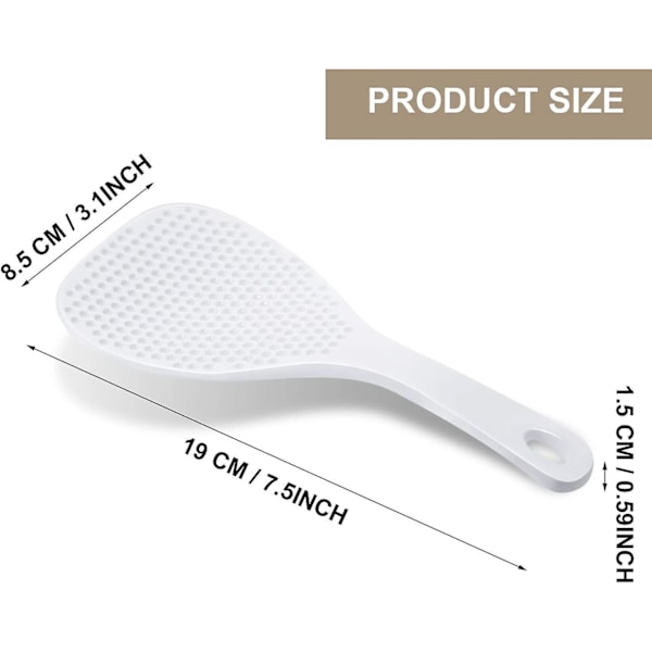 6 stycken ris-sked paddel i plast non-stick vit japansk ris-sked spatel, 19 cm