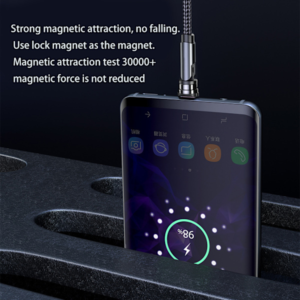 Magnetisk laddningskabel Typ C Laddningskabel Magnet Laddningssladd USB C Laddningskabel