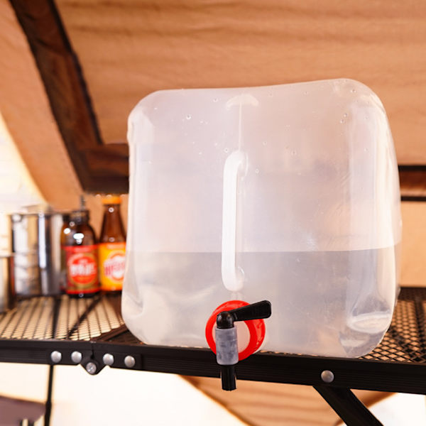 15 liter hopfällbar vattenbehållare med tappkran Camping Vattenförvaring Bärbar Vattenkanna för Utomhus Vandring Nödläge
