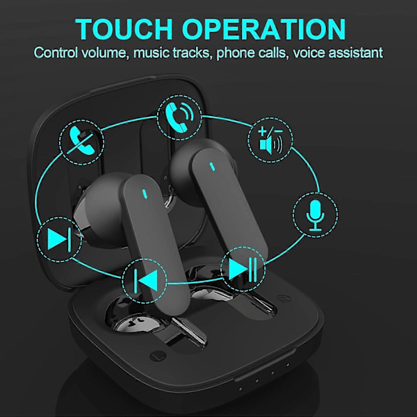 Langattomat Bluetooth-kuulokkeet Hi-Fi Stereo Sound 5.3 Langattomat kuulokkeet 42H Kesto Kosketusohjaus Automaattinen pariliitos IPX7 Vedenpitävät Bluetooth-kuulokkeet, B