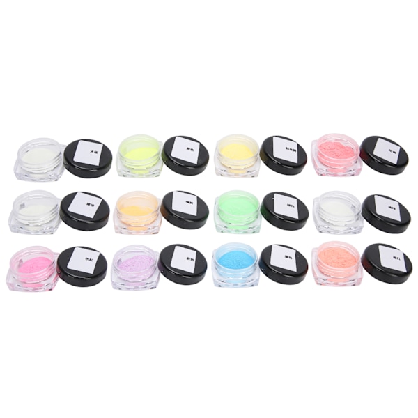12 st DIY nagelglitter fluorescerande pulver nagelkonst lysande pulver nagelspetsar dekoration