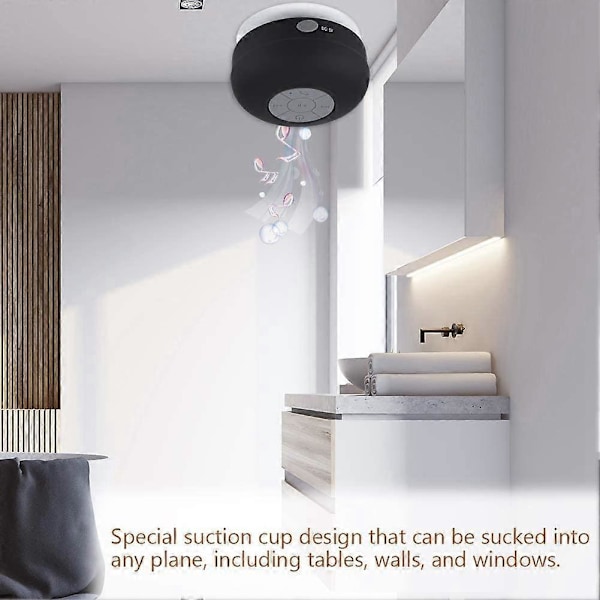 Bluetooth Högtalare Vattentät IP4 Trådlös Portabel Högtalare Handsfree Inbyggd Mikrofon med Sugpropp för Bilar, Badrum, Kök, Kontor etc(B
