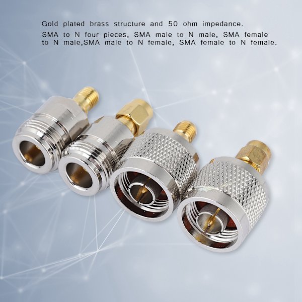 4 ST SMA till N-adapter N hane/hona till SMA hona/hane RF koaxialadapterkontakt