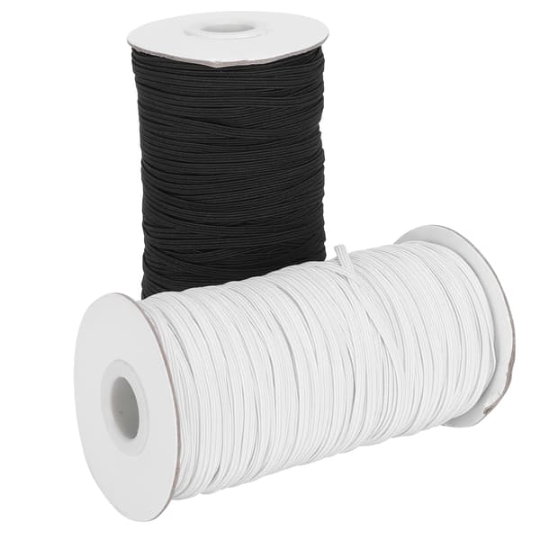 Elastisk bånd flat sytråd snor DIY erme maske laging høy elastisk 100 yard rull (svart hvit)