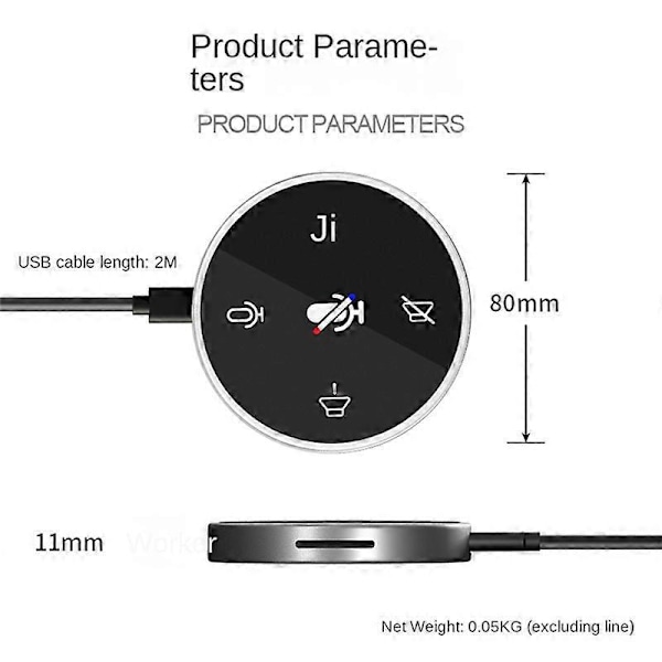 USB-pöytämikrofoni kaiuttimella PC-videokokouksiin ja pelikonferensseihin (B)