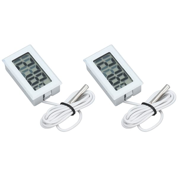 2 stk. Elektronisk digitalt termometer Termostat Temperaturmåler 2s Oppdatering med Probe Hvit