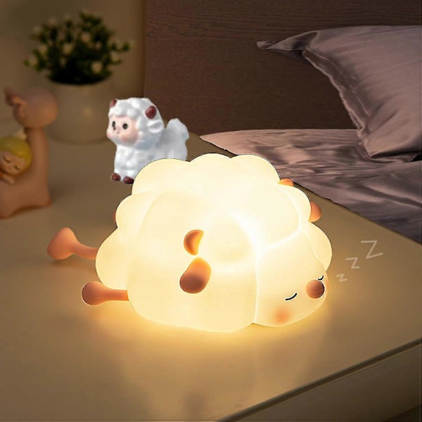 Söt Får Led Nattlampa, Uppladdningsbar Tecknad Silikon Sovrumslampa, Touch Sensor Timer Sänglampa Födelsedag Julklapp - CHSZ Rosa