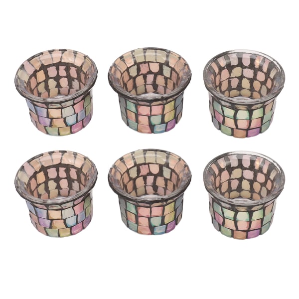 6 kpl Mosaic Tealight Teline Täyslasinen kynttilänjalka kukkaruukku häämeditaatioon Ruskea