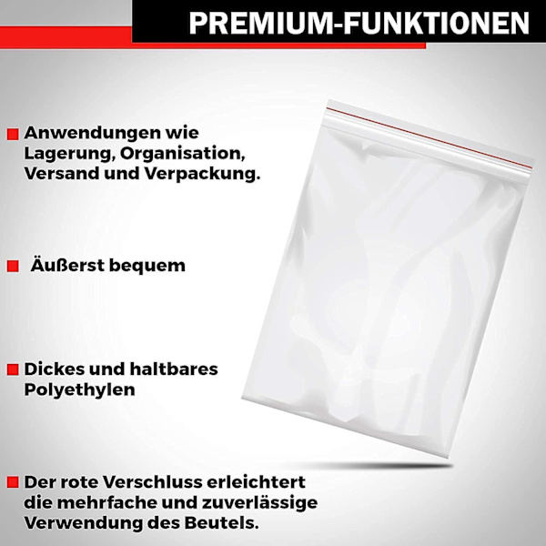 Genomskinliga återförslutningsbara plastpåsar - Förpackning med 100 (40 x 60 mm)