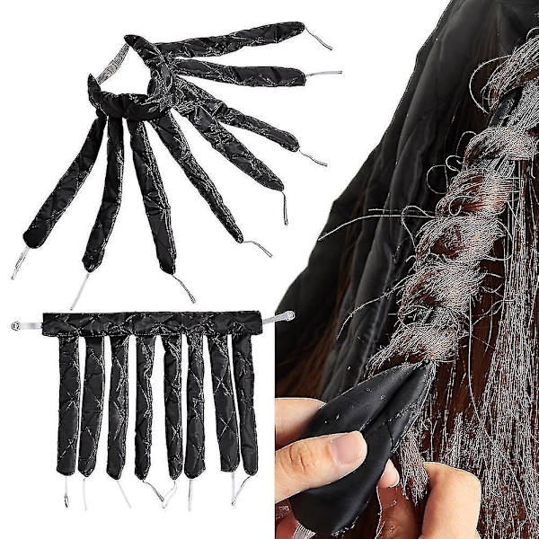 2-Pack varmefri spiralhårkrøller - Overnight hårruller for blekksprutkrøller, svart
