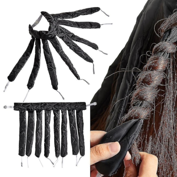 2-pakkaiset kuumat spiraaliset hiusrullat – yön yli käytettävät hiusrullat Octopus Curlsille, musta
