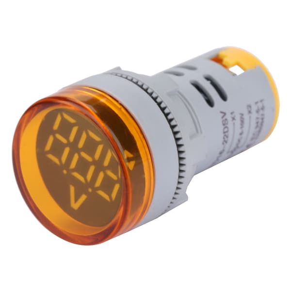 LED Voltmeter Signallampe Digital Display DC Spændingsmåler Indikator Rund Lampe Tester (Gul)