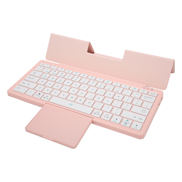 Tablet-tastaturvesker med styreflate, avtakbar samtidig driftsmodus, multifunksjonell nettbrettveske for Win XP for Win 7 10 11 Rosa