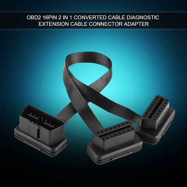 Auton OBD2 16-pinninen 2-in-1-muunnettu kaapeli Diagnostiikan jatkokaapeliliitinsovitin