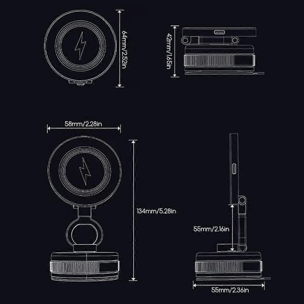 15W magnetisk billaderfeste 360 roterbar sinklegering håndfri stativ for navigasjonskjøring Black