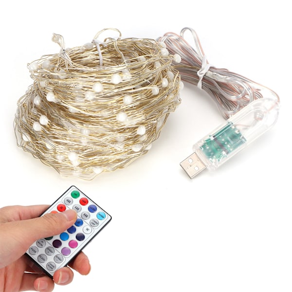 16 väriä 200 LED:n valosarja Kuparilanka RGB-koristelamppu IR-kaukosäädin Ajoitus Vedenpitävä 20m/65.6ft