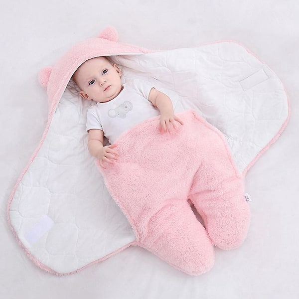 Nyfødt varm fleece-sovepose til vinter og efterår - 60 cm, babypige-svøb, 0-1 måneder, adskilte ben