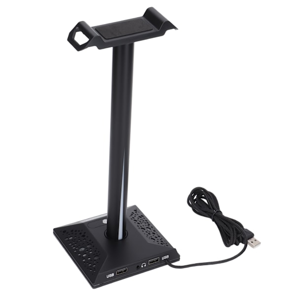 RGB-spelhörlursstativ Dubbla headset-hängarbas med 3,5 mm AUX och 2 USB-portar för spelarbord