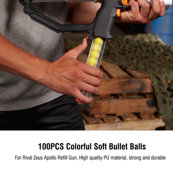 100 STK fargerike myke kuleballer for rivaliserende Zeus Apollo Refill Gun Bullet Toy