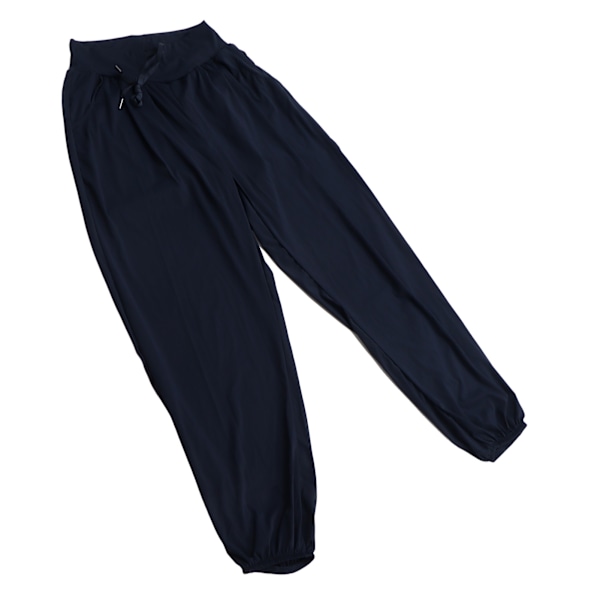 Dam Yoga Sweatpants Dragsko Lös Hög Midja Bekväma Lounge Jogger Byxor ( Marinblå ) L