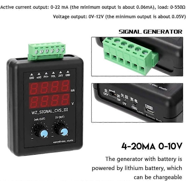 4-20mA Signalgenerator 0-10V 24V Spänningssändare Signalkälla Konstant Strömkälla med Display