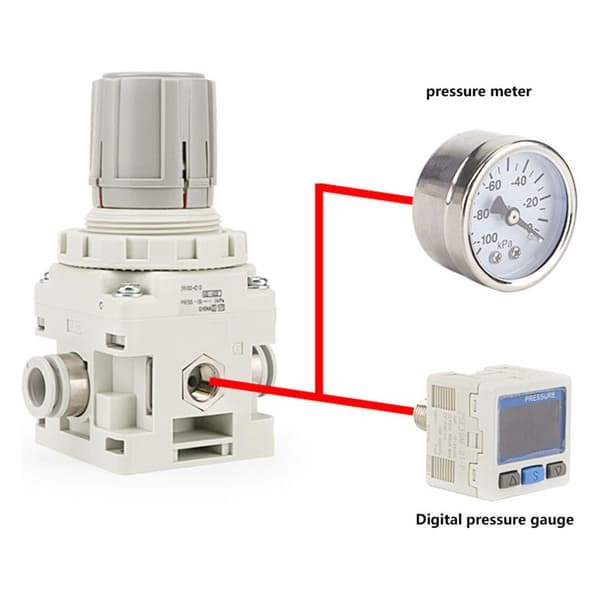 Lufttryksreguleringsventil, digital pneumatisk vakuumregulator, 0 til -101kPa kontakt, 12-24V DC, af