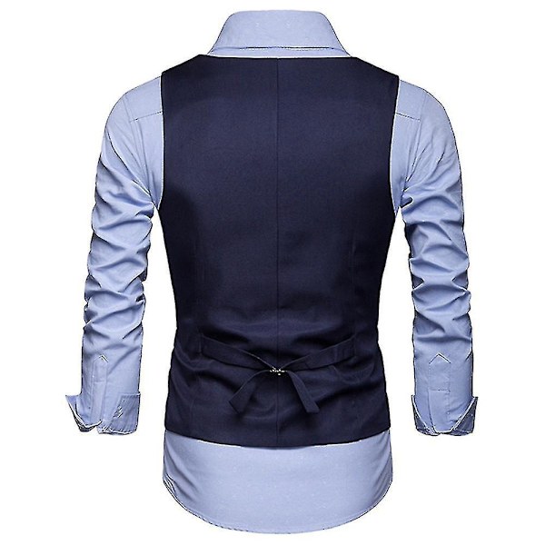 Ensfarget V-hals dressvest for menn - Perfekt for bryllup eller forretningsfest 3XL Marineblå