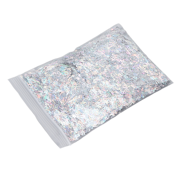 Engelska bokstavs nagelpaljetter Holografiska nagelglitter bokstäver paljetter flingor för manikyr dekoration silver 50g/1.76oz