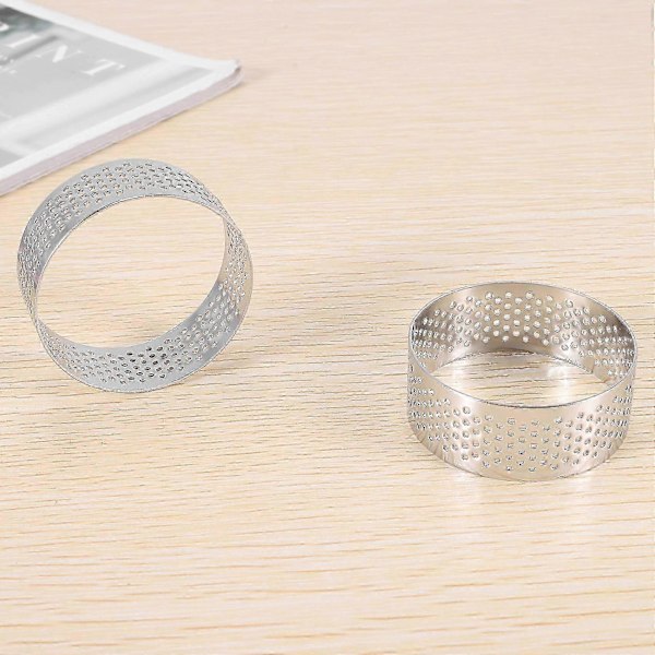 Perforeret Tærtering i Rustfrit Stål, 5 stk. 5 cm Perforeret Kagemoussering, DIY Runde Tærteringe