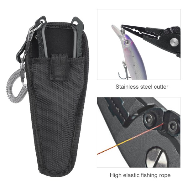 Utomhus aluminiumlegering Lure Självlåsande fisketång Fiskkontrolltång Setblack