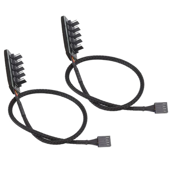2 stk. PWM-blæserhub-splitter 4-benet sort 1 til 5-vejs selvklæbende blæserforlængersplitter til 3-benede 4-benede stik