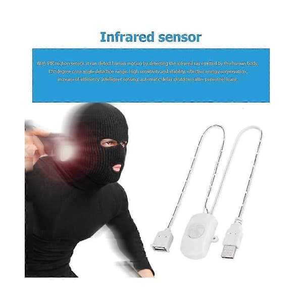 5 stk DC 5V/12V/24V USB PIR Infrarød Bevegelsessensorbryter for LED-lysstripe Vit