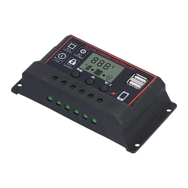 Justerbar solcellsladdningsregulator Smart Power Generation Regulator 12V 24V 10ARöd
