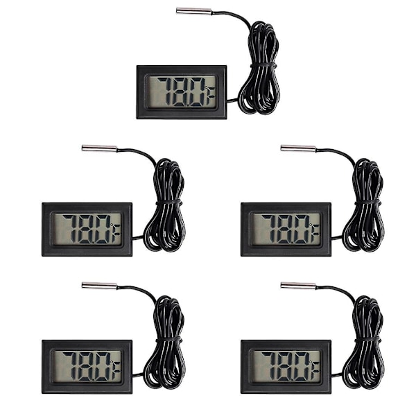 Digitaalinen LCD-lämpömittari (5 kpl) - Tarkka lämpötilan mittaus jääkaapille ja vedelle (Fahrenheit)