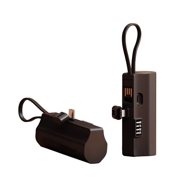 Kannettava virtapankki 5000mah Pieni koko Kannettava piirretty Mini kannettava laturi älypuhelimeen Musta TypeC-liitäntään