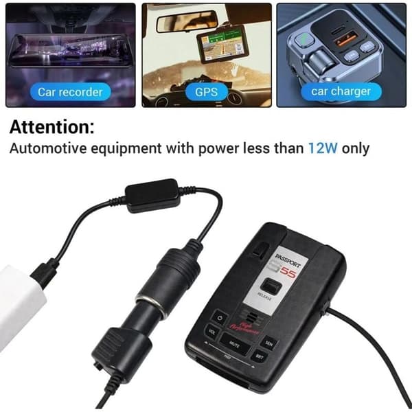 5V USB C hann til 12V bil sigarettenner hunn strømadapteromformer, USB til 12V DC-adapter for bilkjøreopptaker billader