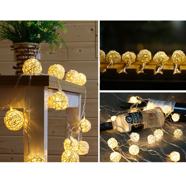 20LED Rotting Ball String Lights Romantiskt dekorativt Fairy Light för utomhusbruk inomhus