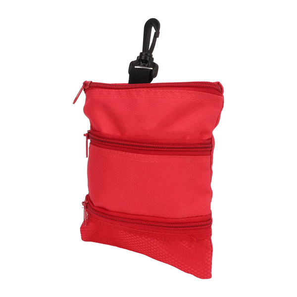 Golf Tee Pouch Bärbar Golfboll Väska Utsökt Multi Pocket Golf Tee Handväska med Klämma för Män Kvinnor Röd